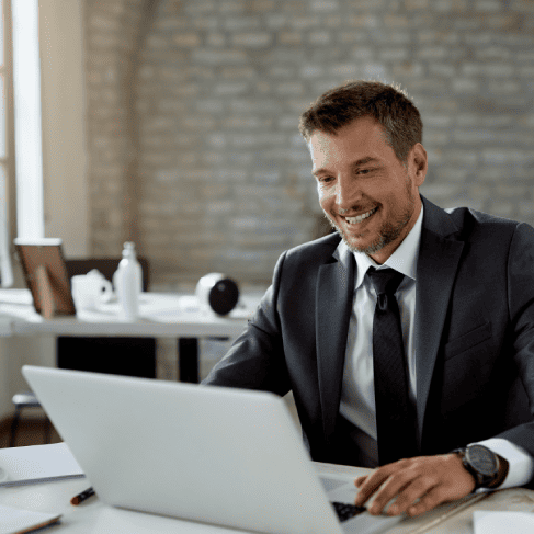 Lawyer confidently using professional Los Angeles translation services, ensuring clear communication of legal contracts.