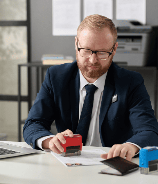 Translator working on affidavit translation for USCIS applications, ensuring compliance and accuracy for customers. Translator working on affidavit translation for USCIS applications, ensuring compliance and accuracy for customers.