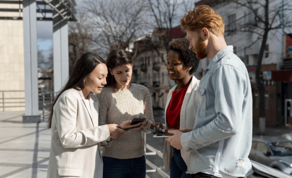 Diverse group of clients satisfied with our affordable translation services in Boston.