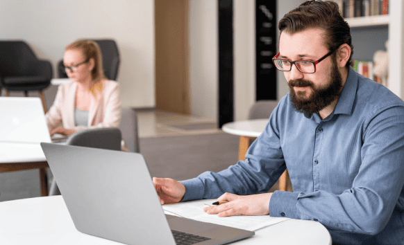 Customer using professional business translation services in San Antonio to support corporate communication.