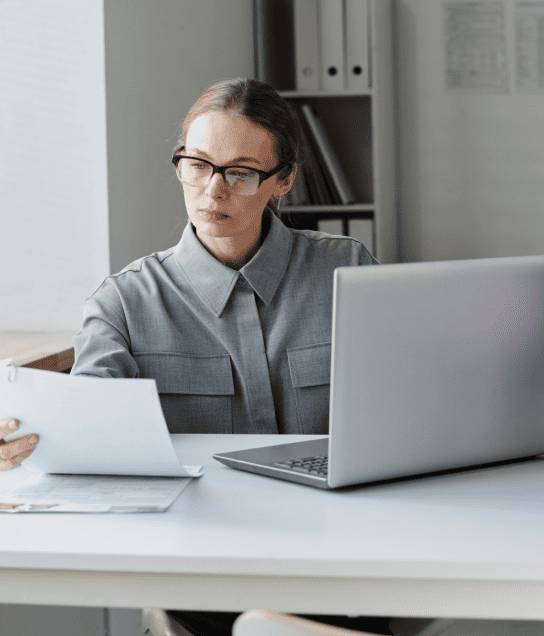 A certified translator working on French translations that are guaranteed to meet the highest accuracy standards.