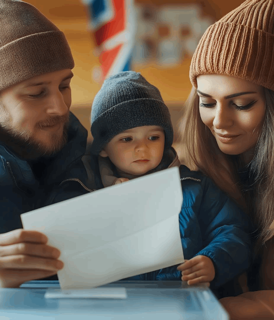 A family signs a certified translation affidavit as Oklahoma City Translation Services finalizes immigration application.