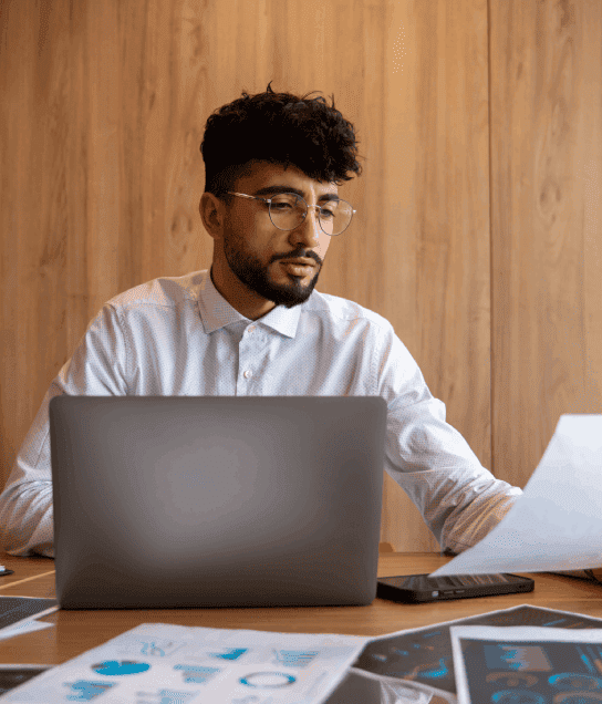 Customer receiving certified language translation services for official contracts and immigration paperwork. Customer receiving certified language translation services for official contracts and immigration paperwork.