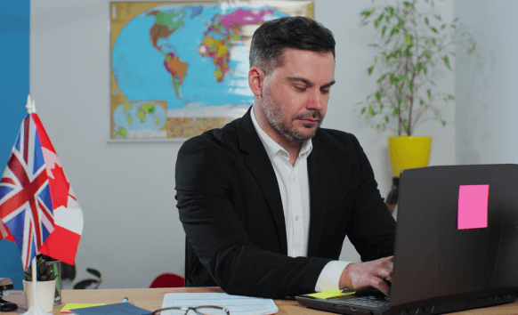 A professional using Columbus translation services to bridge global communication gaps in business and legal contexts.