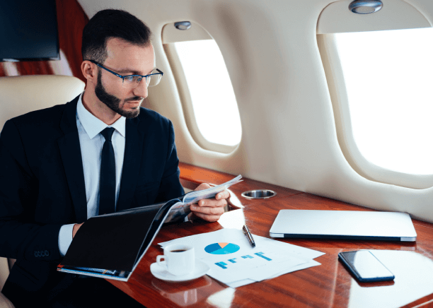 A professional using aviation translation services for corporate documents like legal contracts and bank statements. A professional using aviation translation services for corporate documents like legal contracts and bank statements.