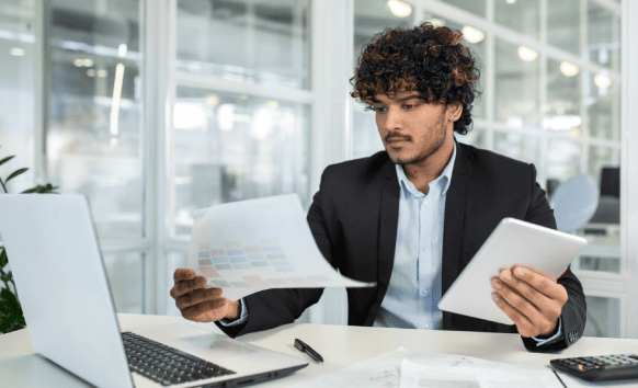 A professional translator working on document translation for Columbia customers, ensuring high accuracy in translation.