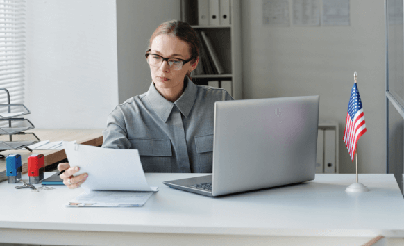 Customer benefiting from ATA-certified document translation services in Dallas for important personal and business documents.