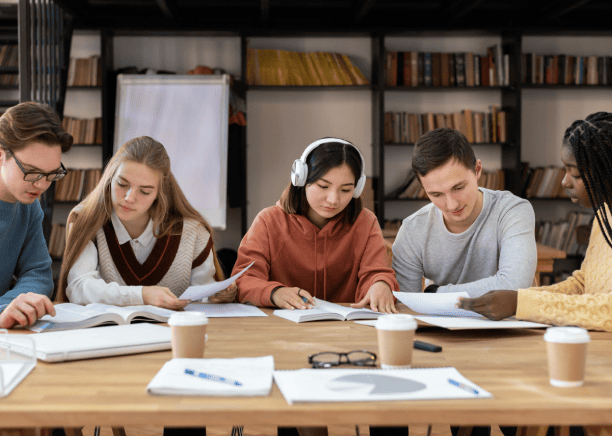 Students benefitting from audio description services for accessible and inclusive educational materials. Students benefitting from audio description services for accessible and inclusive educational materials.