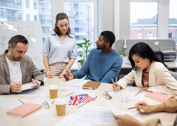 Customer experiencing the vibrant multicultural translation service in Dallas, meeting diverse linguistic needs for business.