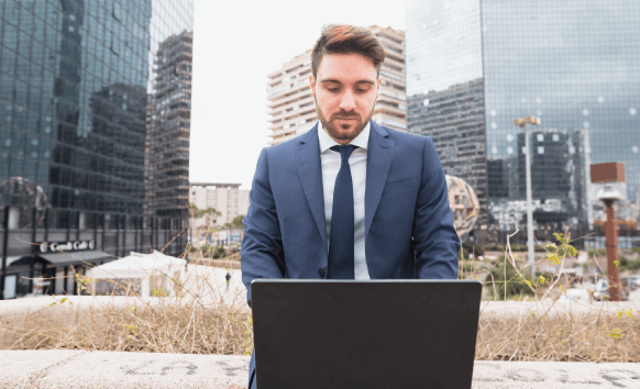 A captioner reviews translated materials in San Francisco, offering expert translation services to clients.