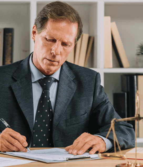 Legal professional using French legal translation services to translate contracts and court filings accurately.