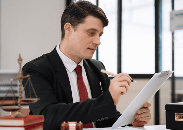 Legal professional using Hebrew translation services for sensitive court documents with complete confidentiality.