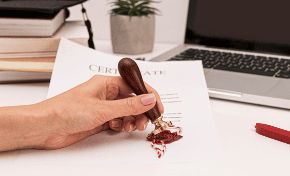 An ATA-certified Turkish translator working on an official document, providing high-quality and accurate translation services