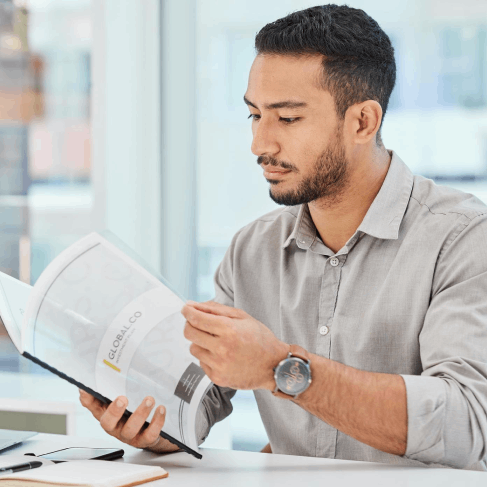An HR manager uses Language Translation Services to translate a business employee handbook for multilingual staff.
