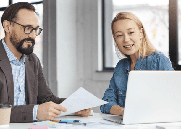 A translator discusses documents, providing immediate translation services for various documents within hours.