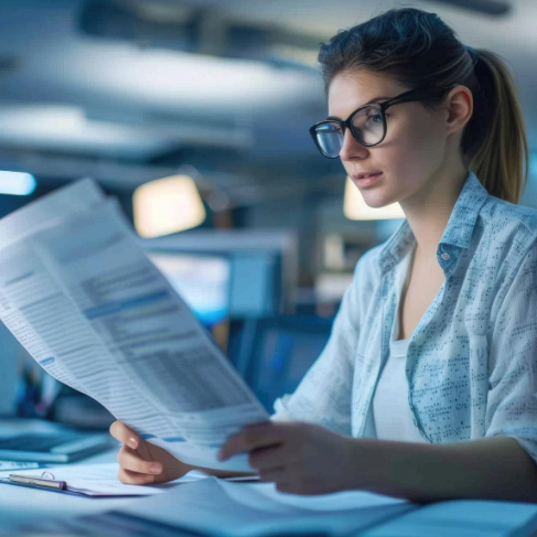 An engineer compares diagrams and labels while Minneapolis Translation Services applies industry-specific terminology.