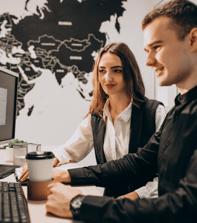 Team of translators work on italian translation services for websites in italian and business platforms for global visitors.