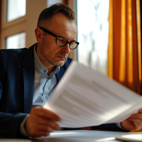 A property manager checks an industry lease translation, using Agreement Translation Services to confirm rent and renewal.