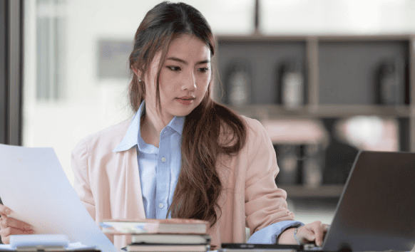 Professional translator working on legal and business document translations to ensure accuracy and clear communication.