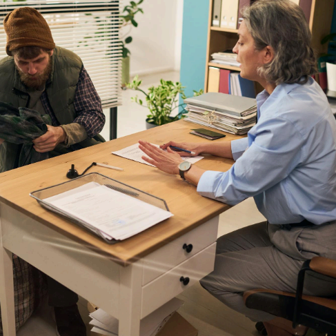 A translator highlights names, dates, and key terms as Hebrew Translation Services support legal, medical.
