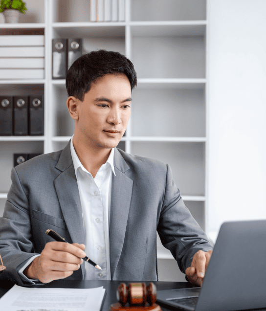 Lawyer using on certified Legal translation services to ensure accurate and confidential translation of official documents.