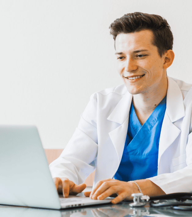 Medical professional using multilingual Technical manuals translated for medical devices, ensuring product safety.