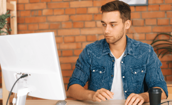 Client receiving marketing translation services in Rochester, adapting advertising materials for international campaigns.