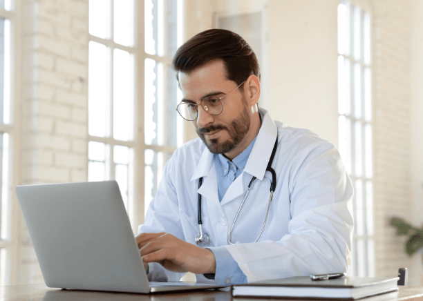 Doctor using Newark’s medical translation service for accurate patient consent forms and medical reports.