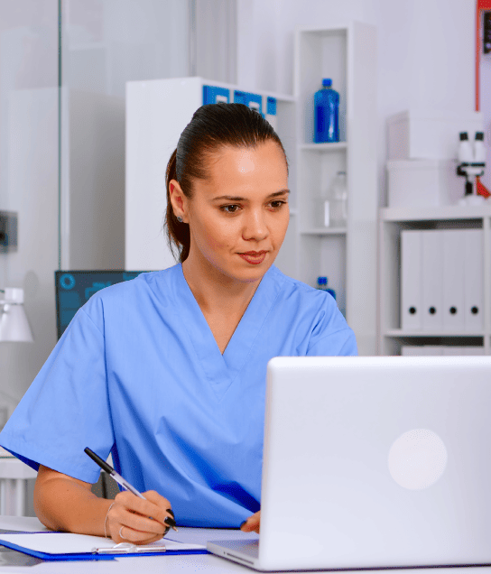 The client is reviewing multilingual drug labels translated using medical translation services precisely.