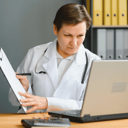A medical translator working on translating complex healthcare documents for Battle Ground hospitals.