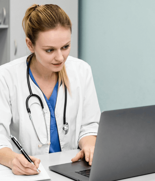 Doctor working on translating patient records and clinical trial documents with accuracy in Toronto. Doctor working on translating patient records and clinical trial documents with accuracy in Toronto.