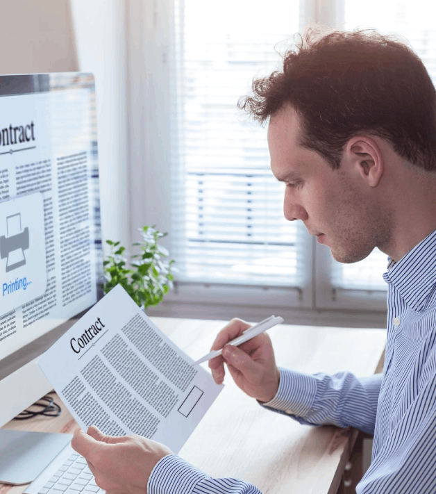 A coordinator points to a delivery timeline as Language Translation Services confirm scope and dates for multiclient.