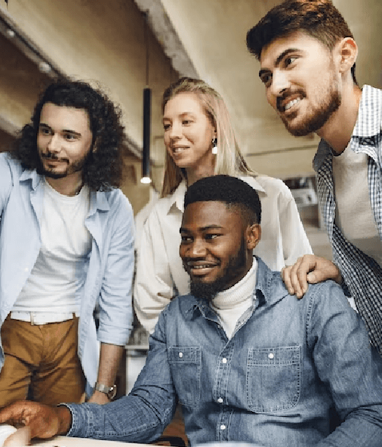 A group of diverse professionals collaborating and utilizing their multilingual skills in teamwork in Cape Coral.