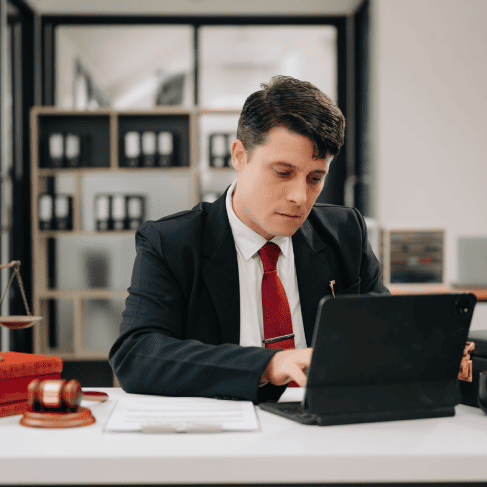 Lawyer using on legal Patent translations, ensuring technical accuracy and compliance for clients in different countries.