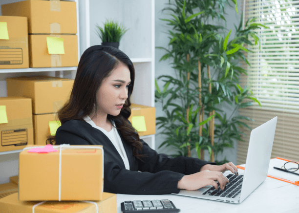 A project manager reviews transport logistics translation services pricing, checking per-word, per-page, and video rates.