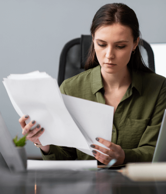 Client reviewing the list of real estate documents we translate, including deeds, contracts, and appraisal reports. Client reviewing the list of real estate documents we translate, including deeds, contracts, and appraisal reports.