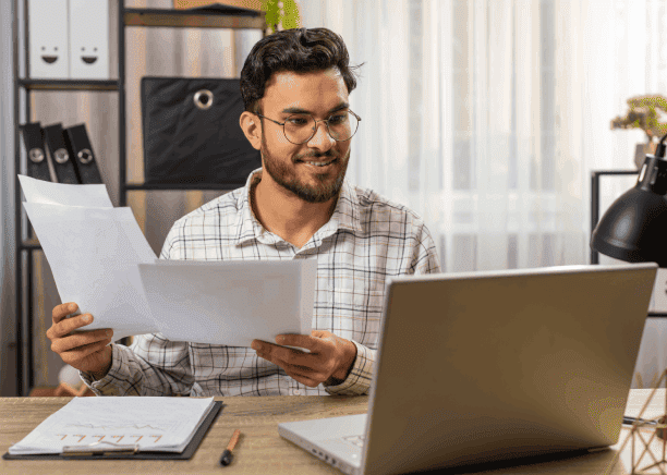 Customer receiving reliable and accurate document translation services from professional translators in Cincinnati.