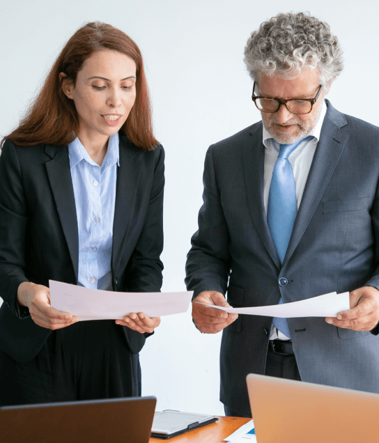 Business professional using a notarized translated document, emphasizing legal assurance in contract translation. Business professional using a notarized translated document, emphasizing legal assurance in contract translation.