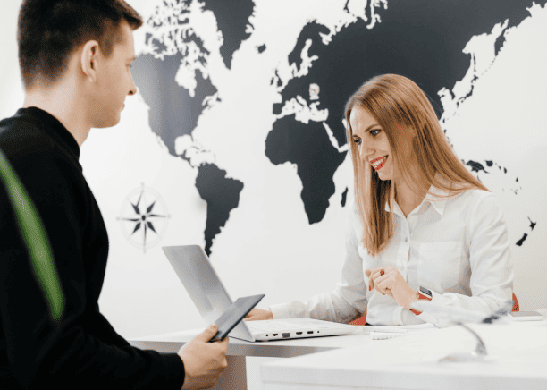 A business owners uses russian translation services to expand globally and sign international partnership deals.