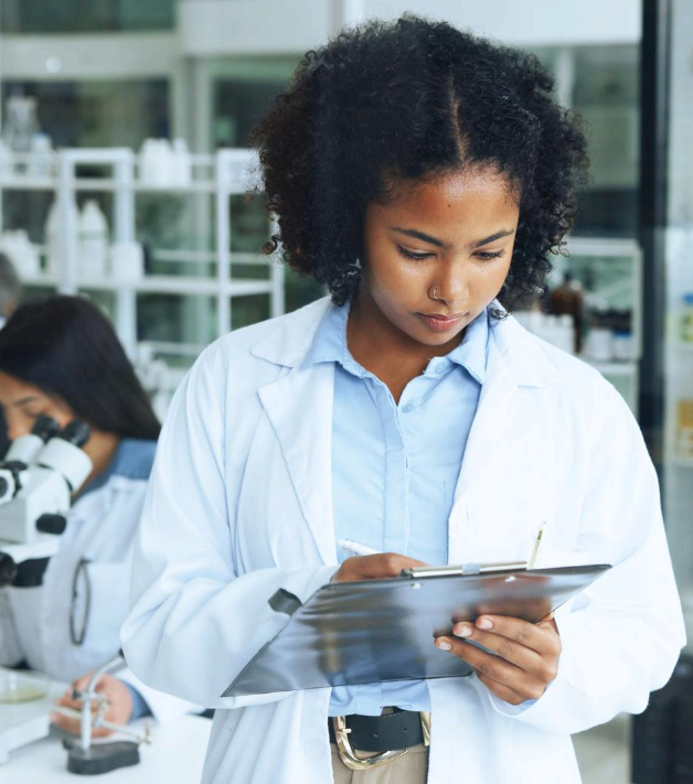 An encrypted file portal shows upload and access logs as Life Science Translation Services follow a secure QA process.