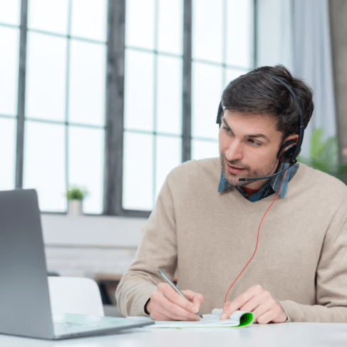 A professional translator working on a Spanish translation project in a San Francisco office. A professional translator working on a Spanish translation project in a San Francisco office.