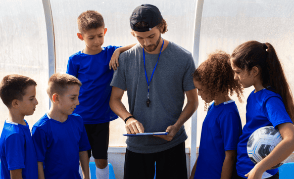 A customer utilizing sports translation services to bridge communication between sports teams and global fans.