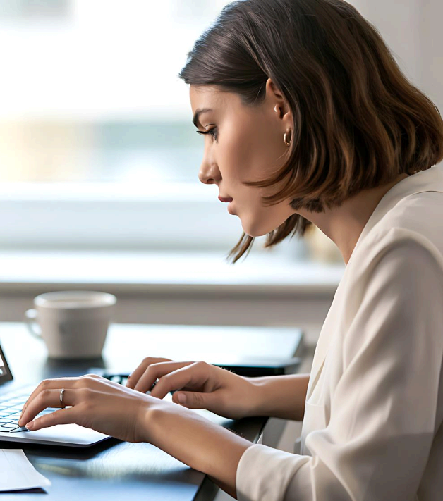 A customer checks order status on a dashboard as Charlotte Translation Services provides secure online ordering updates.