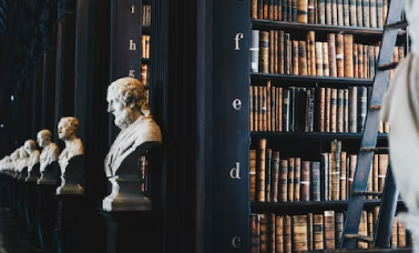 A library stacked with law books. Translation Services
