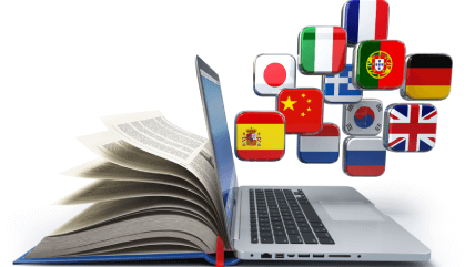 A screen displays multilingual translation, emphasizing the importance of brochure translation for global communication. A screen displays multilingual translation, emphasizing the importance of brochure translation for global communication.